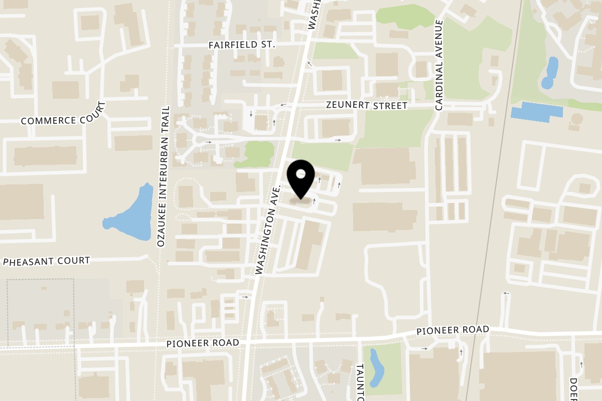 Map showing the location of La Cantina Mexican Cedarburg on W63N170 Washington Avenue in Cedarburg